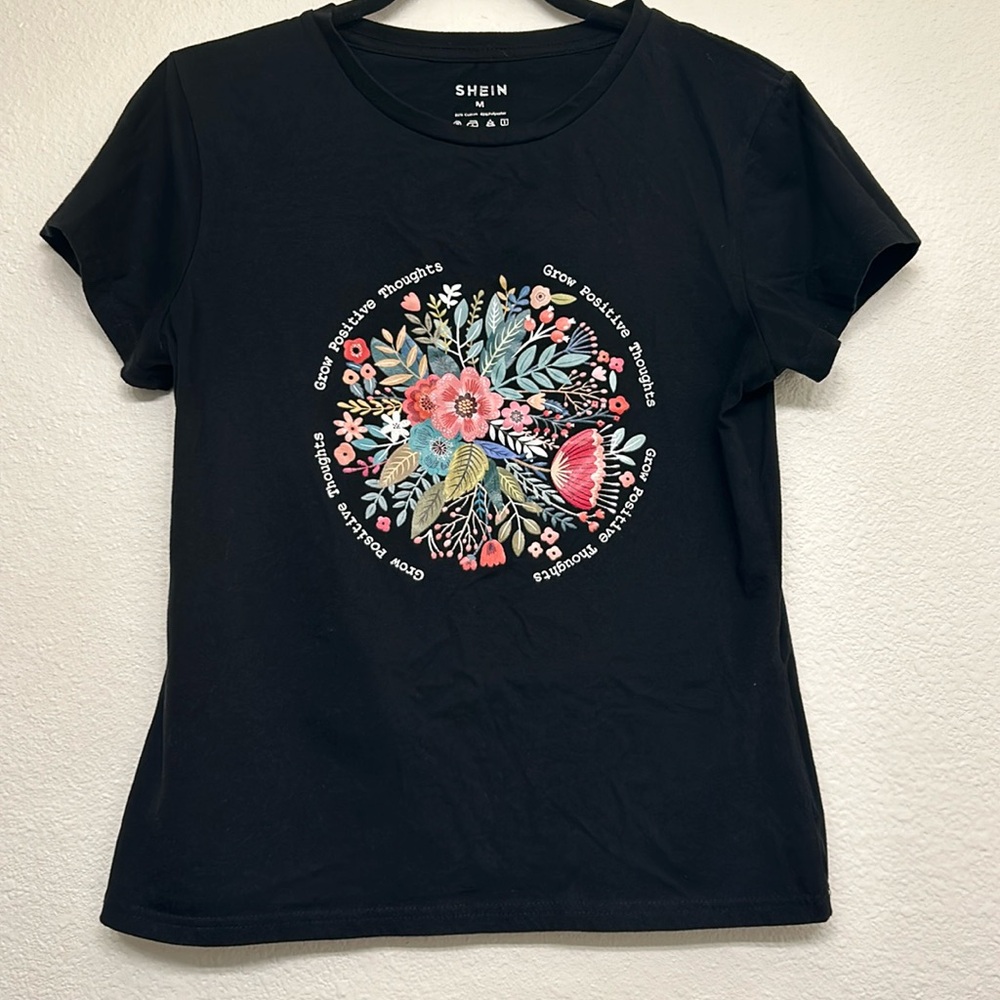 SHEIN /size M / black T-shirt ( Grow Positive Thoughts)
